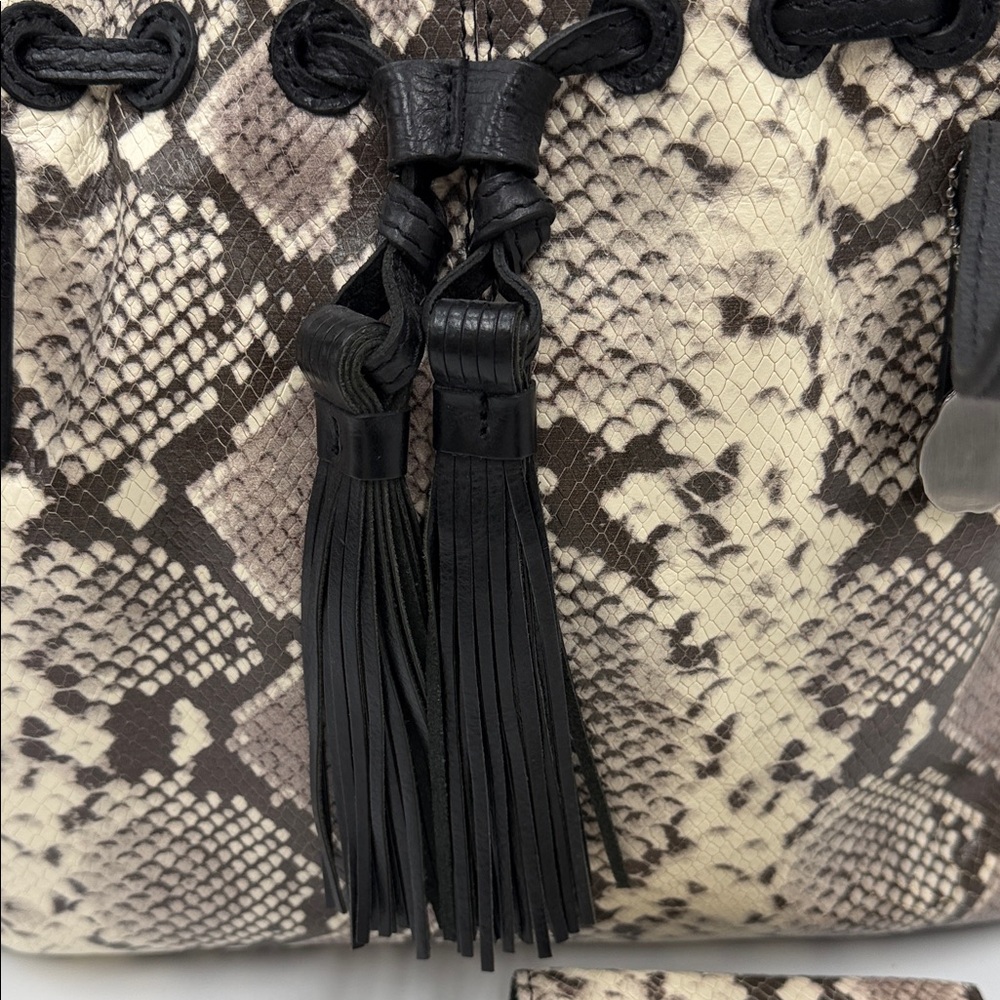 Patricia Nash Leather Drawstring Witney Tote - Python Matching Wallet - Picture 4 of 16